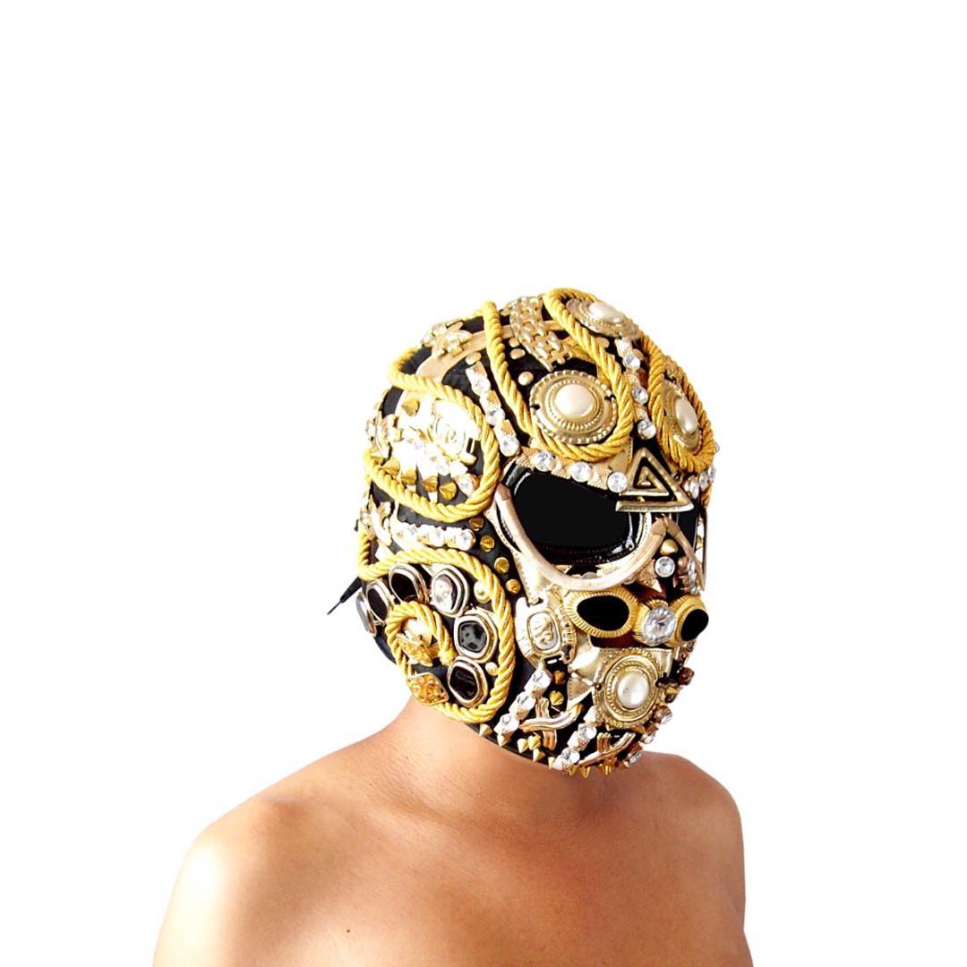 GOLD EMBELLISHED “MEXICAN LUCHA” MASK HANDMADE 4