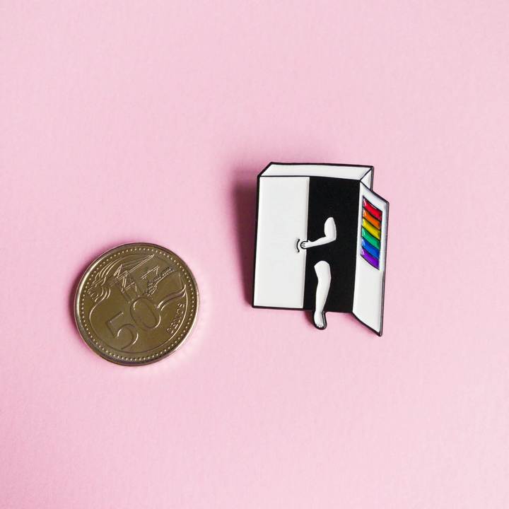 Hang On, I'm Coming Out — enamel pin