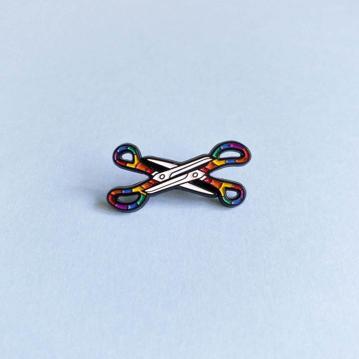 Scissors (Rainbow) — enamel pin
