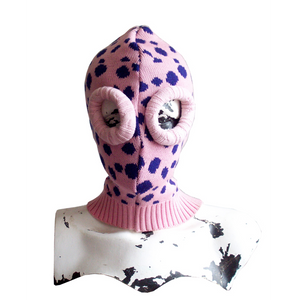 PINK SWEATER BLUE SPOTTED DECONSTRUCTED MASK