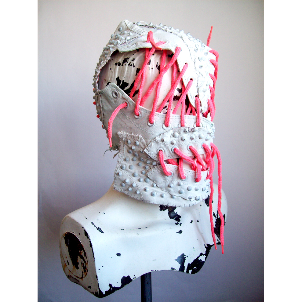 DECONSTRUCTED SHOES WITH PINK LACES MASK